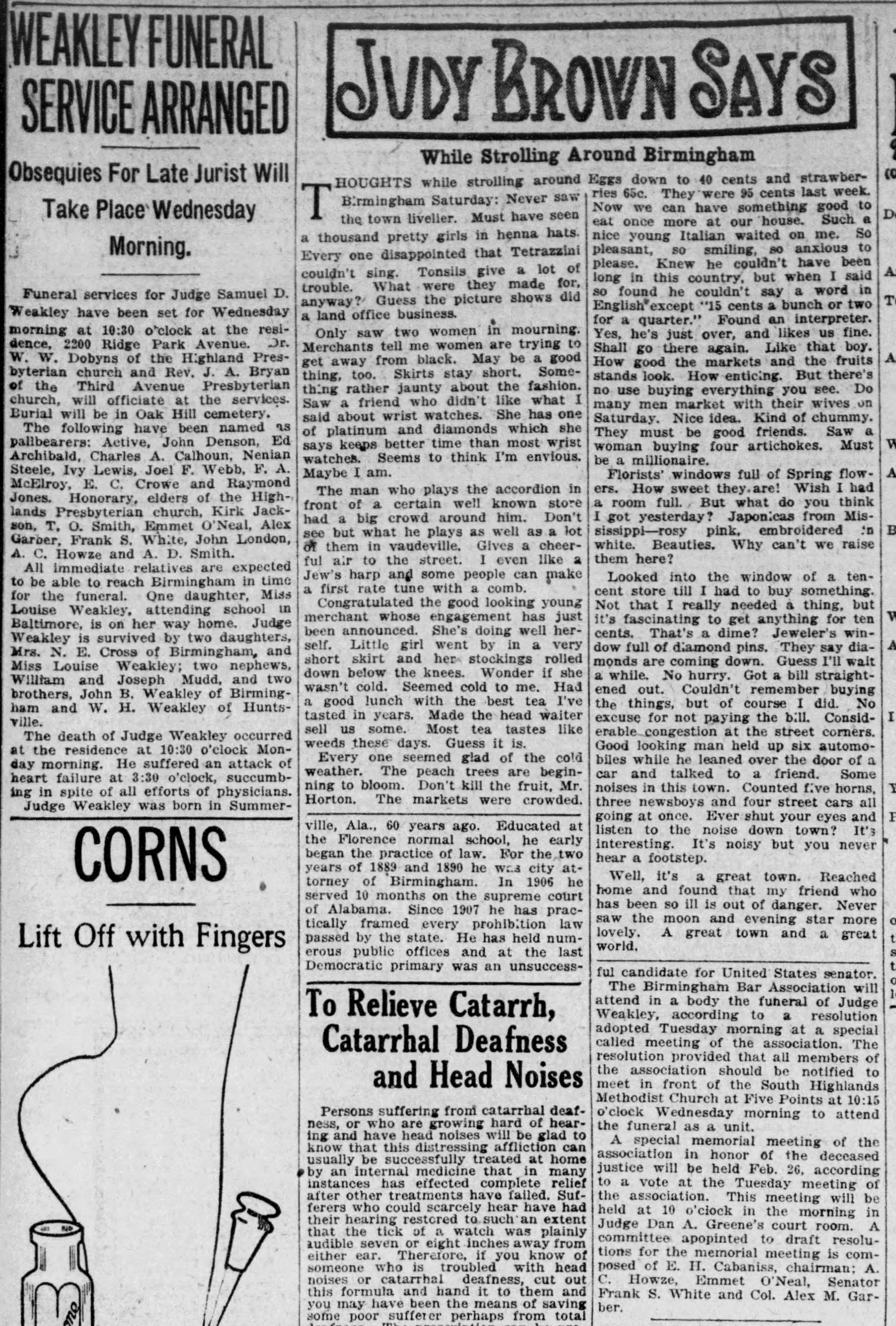 Judge Samuel D. Weakley obituary